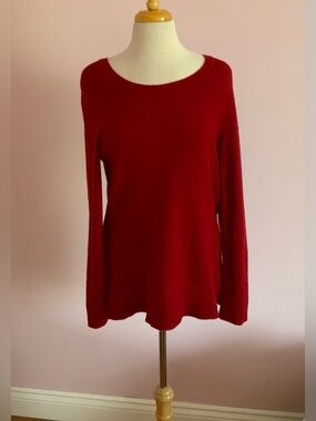 Talbots Red Scoop Neck Knit Sweater